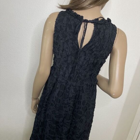 Club Monaco Dress Size 2 Tank Maxi Long Jacquard Woven Black Sleeveless Smocked - Picture 6 of 14
